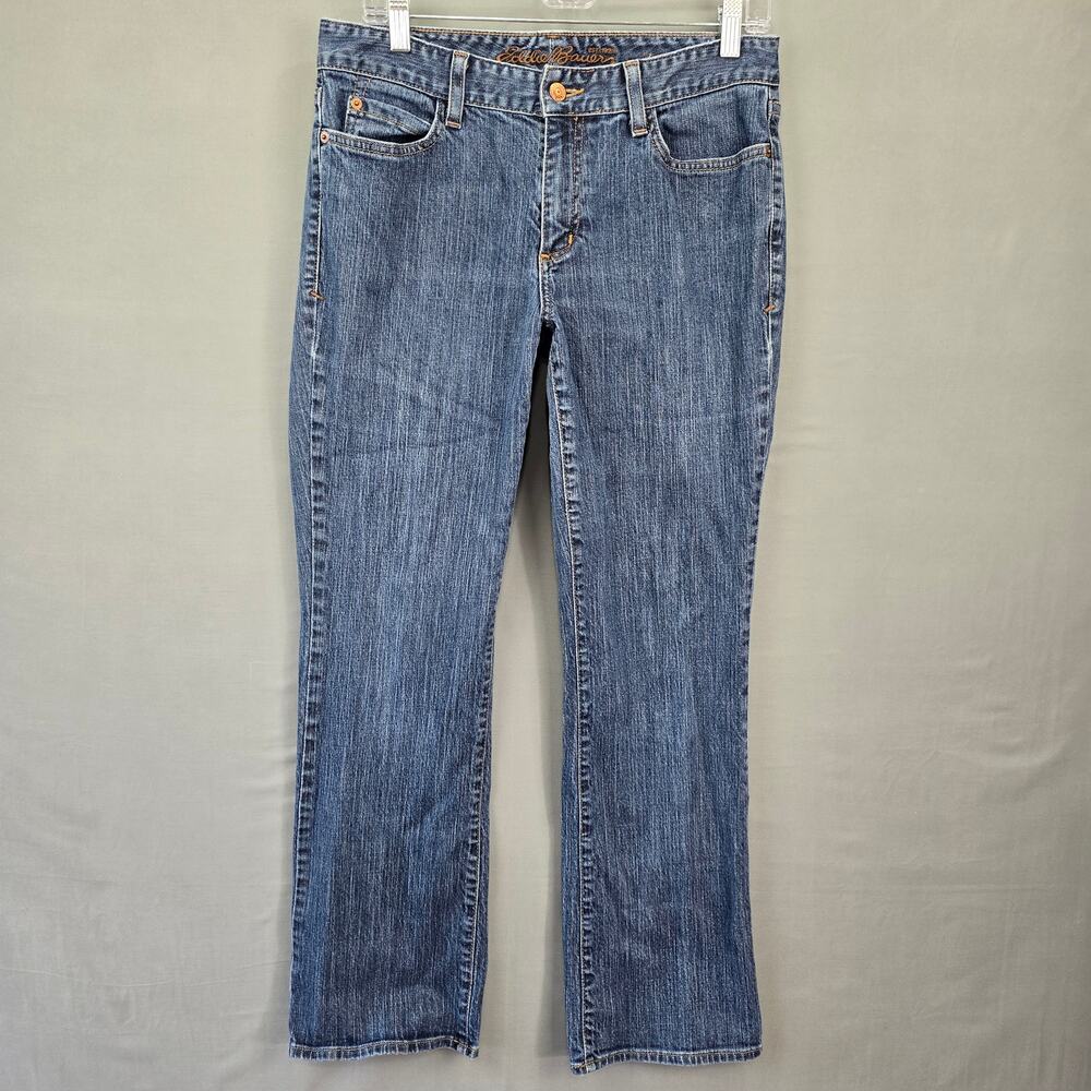 Eddie Bauer Blue Jean Size 10 Regular Stretch Curvy Straight Leg Denim Womens